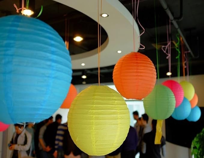 LURICO 16 Pcs Colorful Paper Lanterns (Multicolor,Size of 4”, 6”, 8”, 10”) - Chinese/Japanese Paper Hanging Decorations Ball Lanterns Lamps for Home Decor, Parties, and Weddings