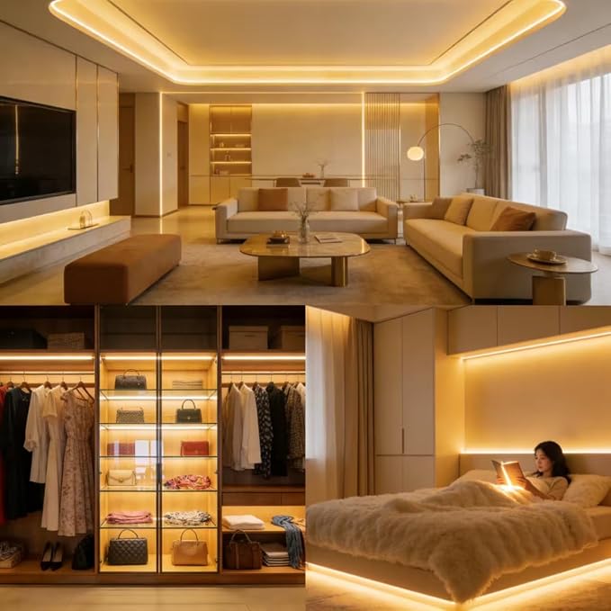 COB Warm White 30Ft LED Strip Lights 24V Super Bright LED Rope Lights Dimmable Flexible High CRI95+ Light Strip for Bedroom,LED lights Strip Under for Cabinet Kitchen Decor DIY,Under Cabinet Lights