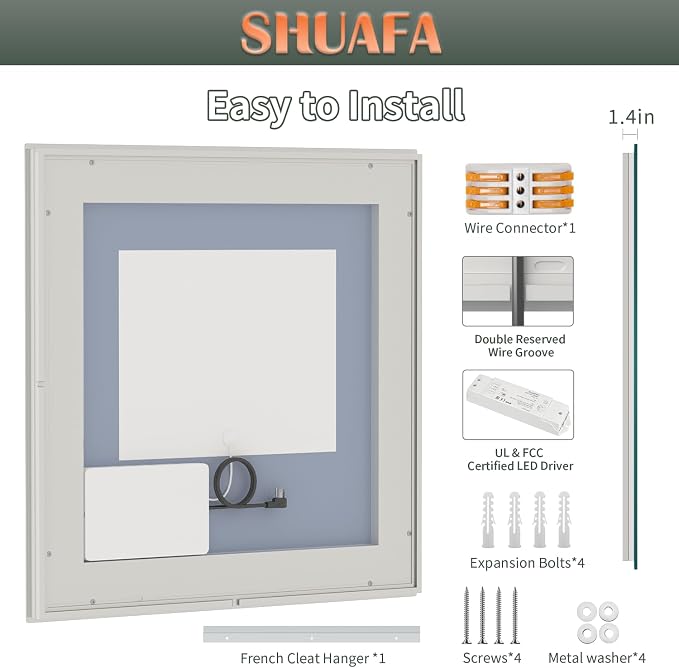 LED Mirror for Bathroom, 36x36 Inch Backlit + Front Lighted | Bathroom Vanity Mirror with Lights for Wall, Double Light Strips, 3 Colors, Shatter-Proof, Anti-Fog and Brightness Memory
