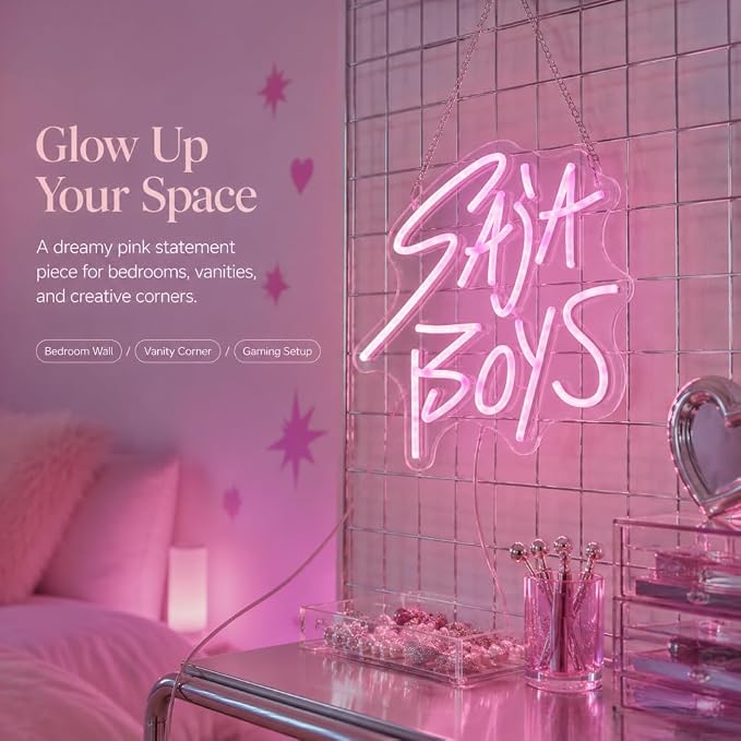 K-POP Neon Sign, Music Decor，Pink Neon Sign | 13"x13"IN,USB Powered, Wall Art, Aesthetic Room Decor, Bedroom & Gaming Setup