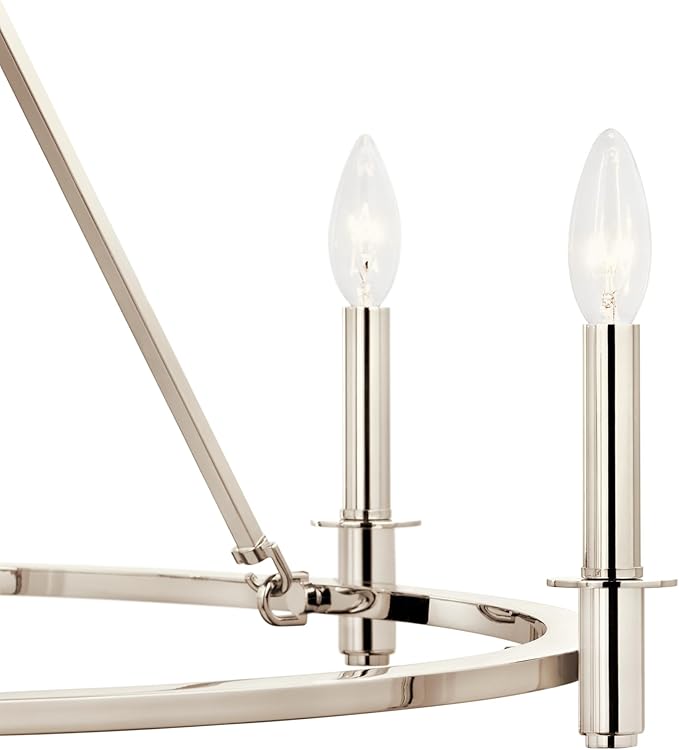 KICHLER Carrick 6-Light Chandelier, Updated Traditional Light in Polished Nickel, Sloped Ceiling Compatible, for Dining Room, Office or Bedroom (23.7" x 32.25"), 52705PN