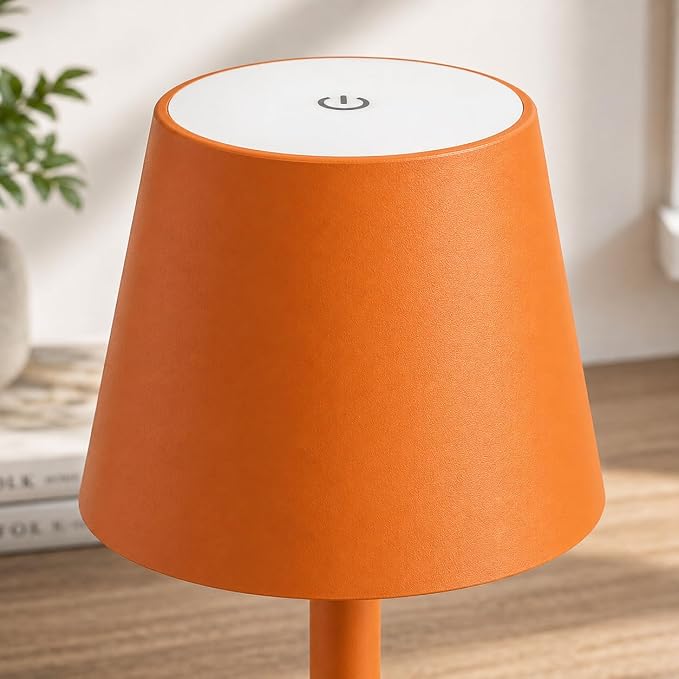 Yogaret Orange Cordless Table Lamp Set of 2-3 Way and Stepless Dimmable - for Restaurant Dining Bedroom Home Bar