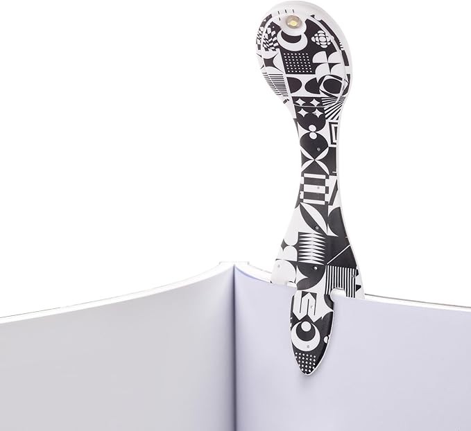 Gifts for Readers & Writers Book Light, Clip On Reading Light for Bed, 2in1 Flexilight & Bookmark, Small & Lightweight with a Soft Glow, 2 Batteries Included, Black & White