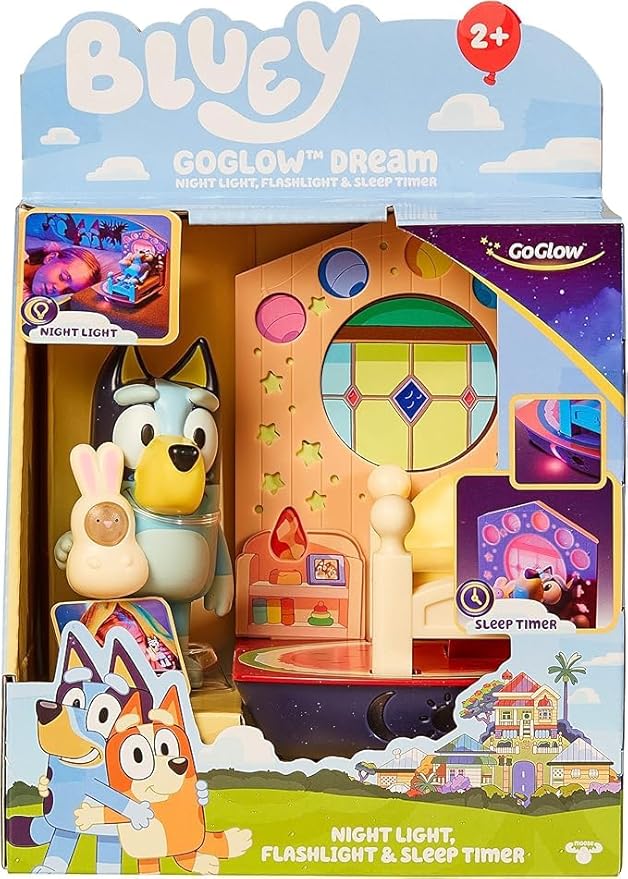 Bluey Goglow Dream Nightlight, 3-in-1 Interactive Toddler Light with Handy Flashlight and Sleep Timer, Soothing Night Light for Kids of Ages 2+