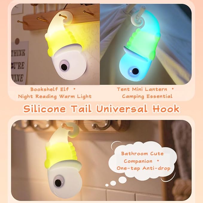 Chameleon Night Light for Kids,Night Light for Boys and Girls,Cute Room Decor Portable Night Lamp,Touch-Controlled Lighting,Touch-Controlled Lighting (Chameleon)