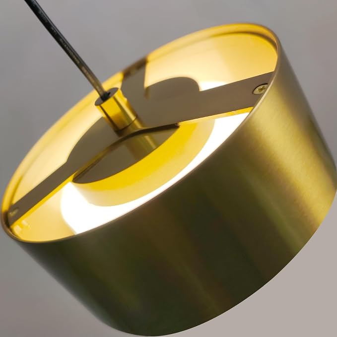 LED Mini Gold Pendant Light Adjustable for Kitchen Island Over Sink | Industrial Gold Mini Pendant Light with Built-in LED, Adjustable Cord 78.74" for Kitchen Island Dining Room Bedroom Bathroom
