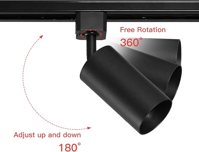 VANoopee GU10 Track Lighting Heads H Type Black LED Track Light Heads Compatible with Halo Style System, MR16 GU10 Base Adapter Ceiling Spot Light Fixture Direction Adjustable, Pack of 4, No Bulbs