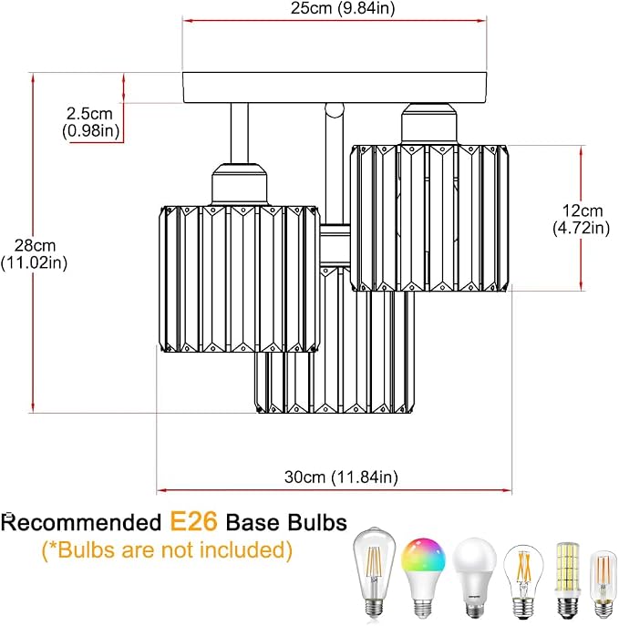 Modern Semi Flush Mount Ceiling Light, 3-Light Crystal Close to Ceiling Light Fixtures, Gold Kitchen Light Fixtures with Clear Crystal Shade, Hallway Light Fixtures for Hallway Bedroom Bathroom