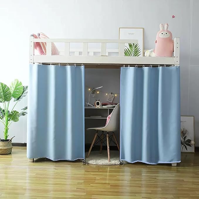 Gxi Light Blue Blackout Bottom Bunk Bed Curtain Single Bed Shading Decor | Privacy Canopy Loft Under Dormitory Bed Curtain, 1PC