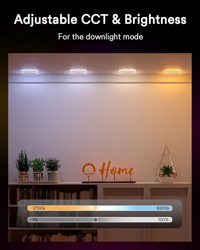 Lumary RGBAI Smart Recessed Lighting 8 Inch with Gradient Accent Light and Night Ring, 18W 1400LM Smart Can-Killer Downlight, Compatible with Alexa/Google Assistant/Siri, 1PCS