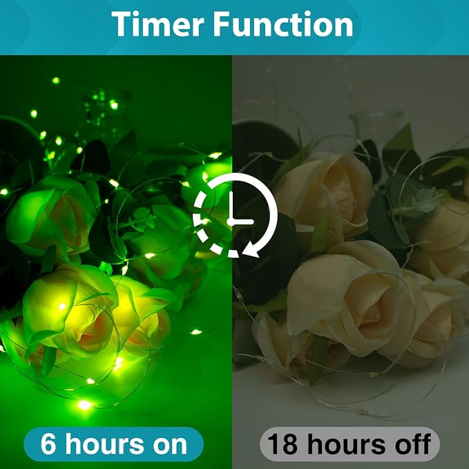 kolpop 4 Pack Green Fairy Lights Battery Operated, 39FT 120 LED Twinkle String Lights with Timer & Remote, 8 Modes Waterproof Halloween Lights for Tree Wreath Indoor Outdoor Xmas Halloween Decor