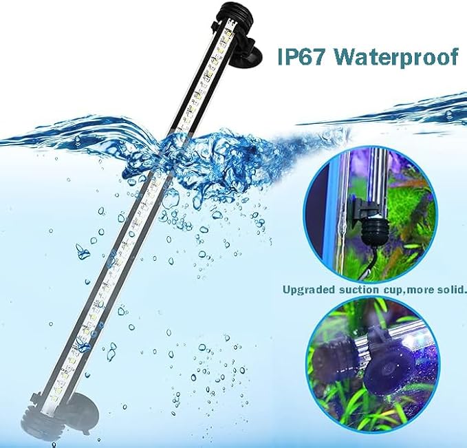 Submersible Aquarium Light Underwater Fish Tank Light with Timer Auto On/Off, LED Aquarium Light Bar 3 Light Modes Dimmer Adjustable Brightness,28.7inch (with Timer&dimmer)