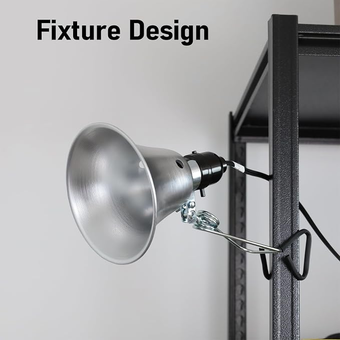 Clamp Lamp Light with Detachable 5.5 Inch Aluminum Reflector, 60 Watt E26 Socket (No Bulb Included), 6 Foot 18/2 SPT-2 Cord
