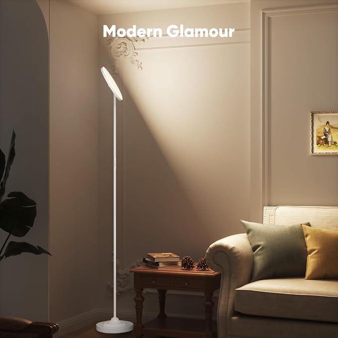 36W LED Floor Lamp, Super Bright Standing Lamp, Modern Stepless Dimmable Torchiere Tall Lamp with Remote Control, 350°Rotating Head Reading Floor Lamp for Living Room, Bedroom, Office