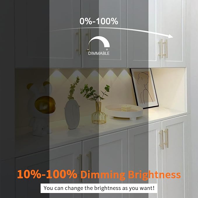 VST Under Cabinet Lights CCT 3000K-6000K, Puck Lights Color Temperature and Brightness Adjustable with Touch Switch and ETL Listed Led Driver, Plug in Led Light for Kitchen Under Cabinet Wardrobe