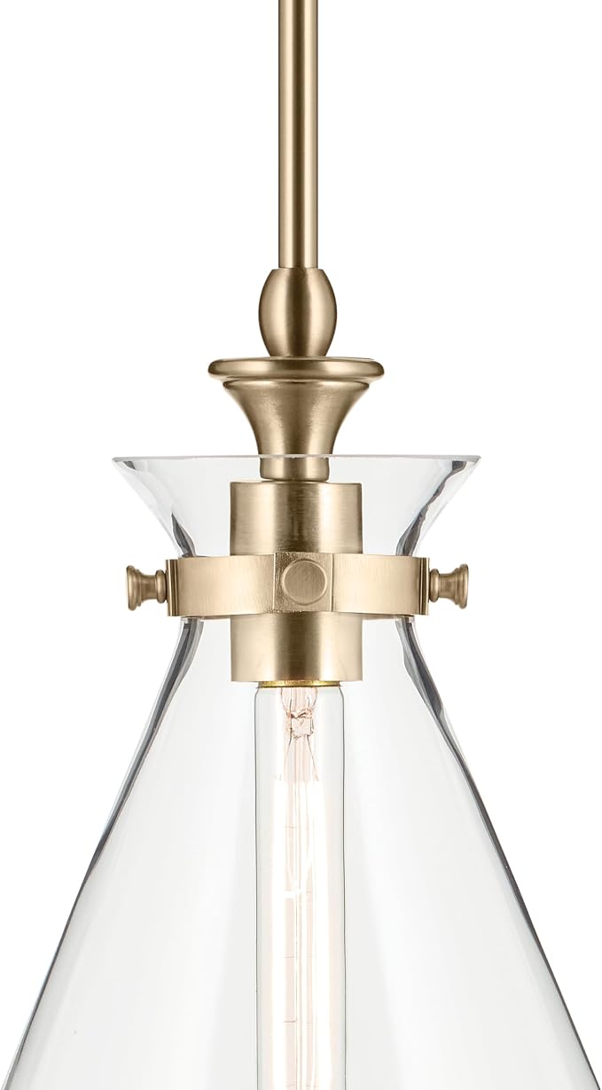 Kichler Laria Pendant Light, Clear Glass, Champagne Bronze | Traditional pendant light with sloped ceiling compatibility (14.5" x 10.5"), 52774CPZCLR