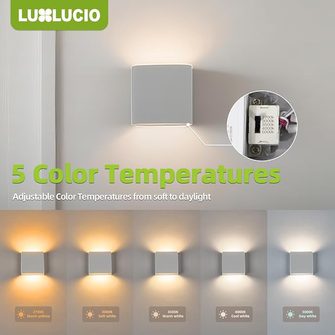 2 Pack Bright Silver Up and Down LED Wall Sconce, IP65 Waterproof Indoor Outdoor Wall Lamp, 18W 1620lm 5%-100% Dimmable, 5CCT 2700K-5000K, CRI90+, 120V-277V Modern Lighting for Bedroom Porch