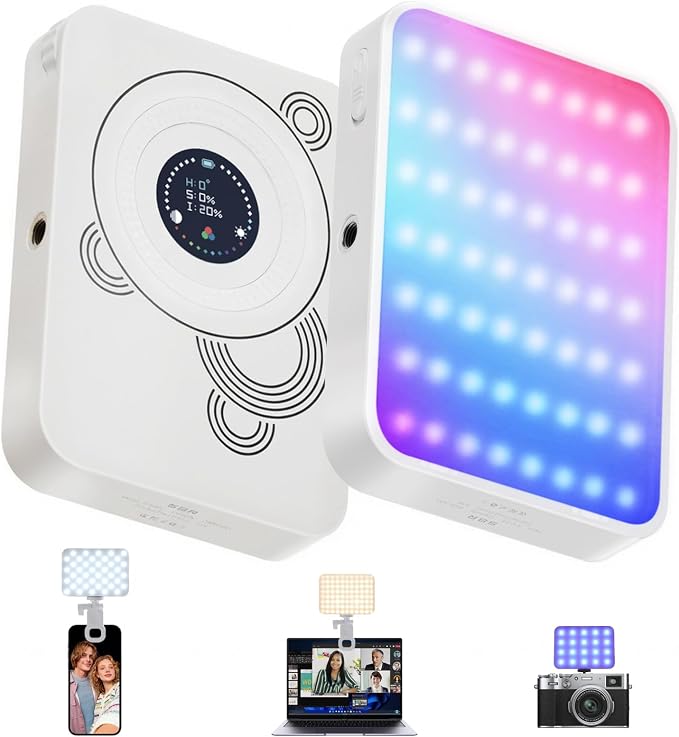 RGB Video Light, 100 LED Portable Camera Light, 360° Full Color Photography Lighting, 2700-7500K CRI 95+, 13 Light Modes for Phone, DSLR Video Recording, Vlog, YouTube Game Live Streaming