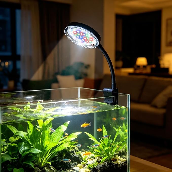 DaToo 6W Aquarium LED Light for 1-5 Gallon Betta Fish Tanks Mini USB Clip On Fish Tank Light with Full Spectrum & Dimmable Brightness Timing