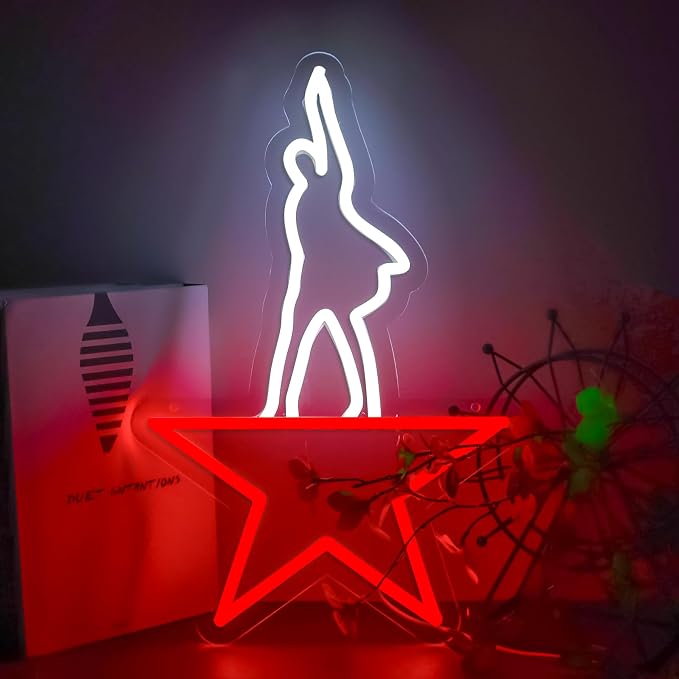 Hamilton Musical Neon Sign，Neon Light LED Sign for Man Cave Wall Decor Dormitory Decoration,Birthday Gifts for Boys