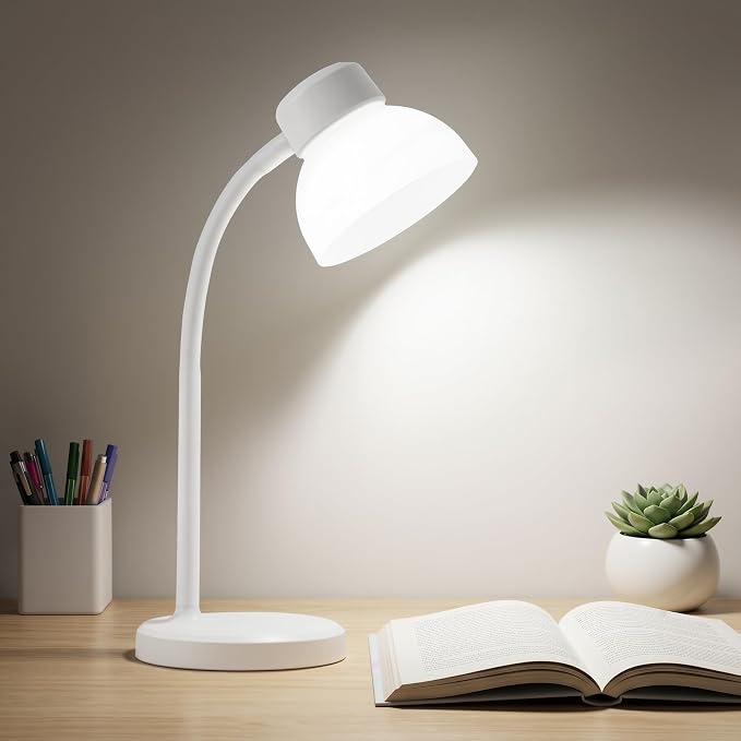 Desk Lamps for Home Office,Small LED Reading Lamp,5000K Eye-Care Desk Light | Desk Lamps for College Dorm, Kids Study Table, Bedroom , Flexible Gooseneck, Compact Small Table Lamp, Space-Saving Design