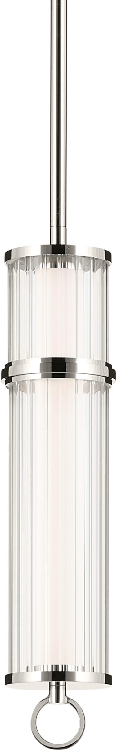 Kichler Riven LED 1-Light Pendant with Clear Fluted Glass in Polished Nickel, Sloped Ceiling Compatible, for Kitchen or Dining Room (15.5" x 5"), 52755PNLED