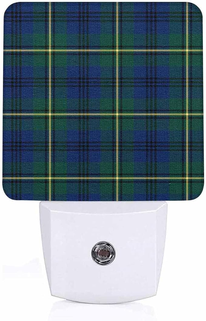LED Night Light Lamp with Smart Sensor Dusk to Dawn Sensor,Yellow Locker By Johnston Clan Tartan Blue Green Plaid Scottish Night Light Daylight White,0.5W Plug-into Wall for Adults,Bathroom