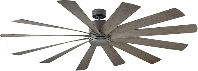 Modern Forms FR-W1815-80L-GH/WG Windflower 80 Inch 12 Blade Indoor/Outdoor Smart Fan with Six Speed DC Motor and LED Light in Graphite Finish Works with Nest, Ecobee, Google Home and iOS/Android App,