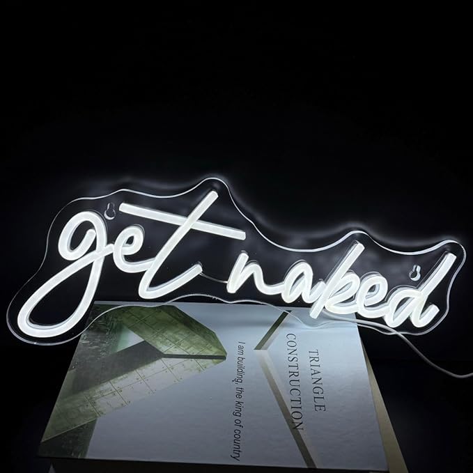 QiaoFei Led Get Naked Neon Sign Letters USB Powered Neon Lights for Room Home Bar Art Wall Decor Party Window Living Room Decor Christmas Gift (White)