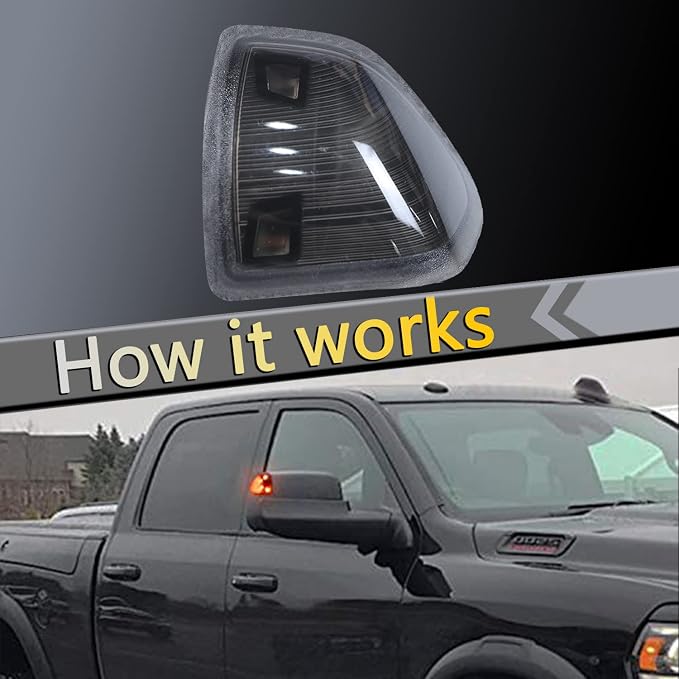 LED Side Mirror Turn Signal Light Smoked Cover Lens 2Pcs Compatible with Dodge Ram 1500 2500 3500 4500 5500 68302828AA 68302829AA Left Driver Right Passenger Lamps Two Wire