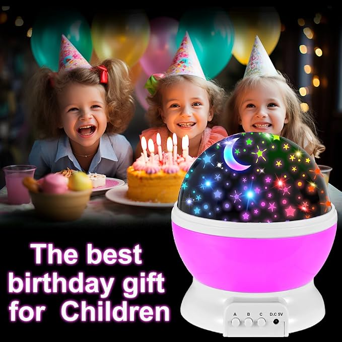 LED Night Light Projector, Room Decor for Girls Bedroom, Room Lights for Bedroom, LED Star and Moon Light Projector, Christmas Lights Indoor for Best Friend Gift.（Pink）