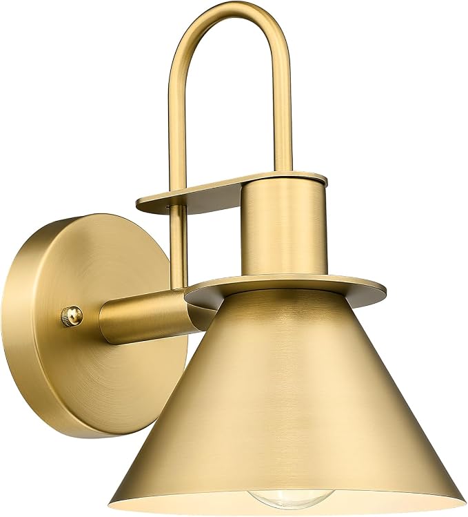 Gold Wall Sconces, HWH Indoor Wall Lights, Vintage Barn Wall Lamp, Brass Wall Sconce Light for Bedroom Living Room Kitchen, Gold Finish, 5HZG56B BG