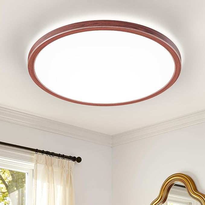 LED Flush Mount Ceiling Light Fixture with Remote Control, 15.4 Inch 3000K-6500K Dimmable Round Low Profile Ceiling Lamp for Living Room Bedroom Kitchen