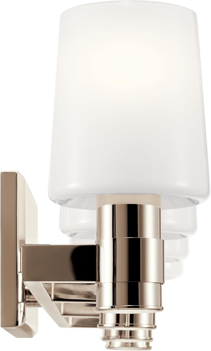 Kichler Adani 4-Light Bathroom Vanity Light, Polished Nickel | Modern vanity light with opal glass for bathrooms and powder rooms (30" x 8.25"), 55177PN