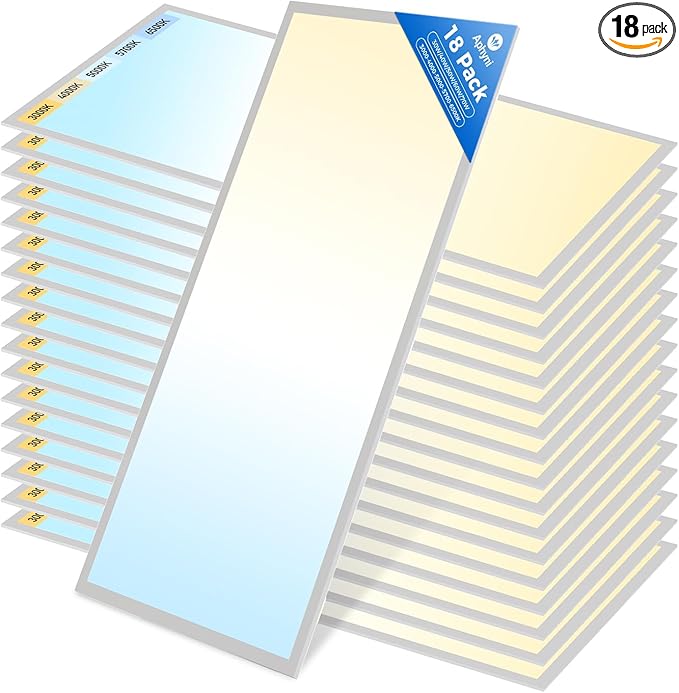 18PACK 2x4 LED Flat Panel Light, 7700 Lumens, 0-10V Dimmable, 30W/40W/50W/60W/70W Selectable, 3000K-6500K CCT Adjustable, 120-277V Recessed Drop Ceiling Light for Office, School, Commercial Use