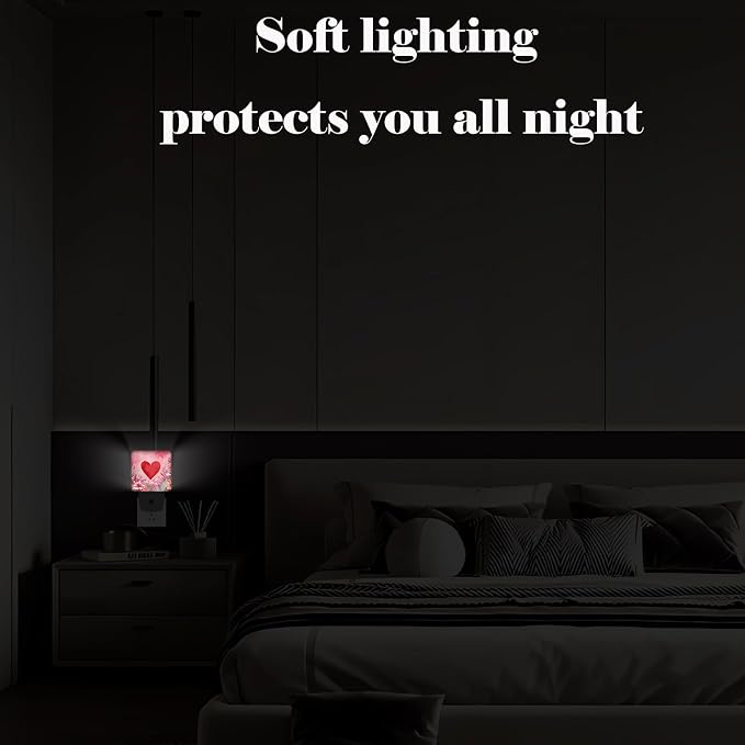 Red Love Hearts Night Light,Plug-in Nightlights Auto Sensor Night Lamp Dusk-to-Dawn Lamp Home Decor for Nursery Children Girls Boys