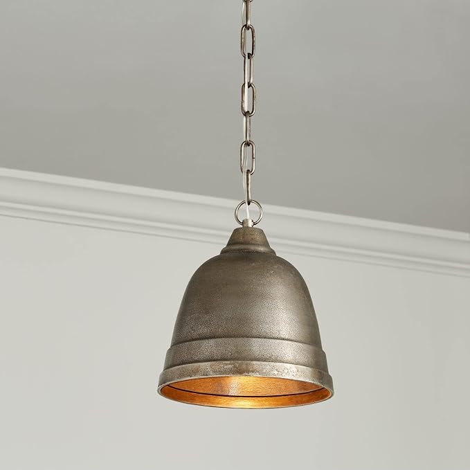 Capital Lighting 335312XN Sedona Handcrafted Sand-Cast Aluminum Industrial Metal Bell Pendant, 1-Light 100 Watt, 11" H x 10" W, Oxidized Nickel