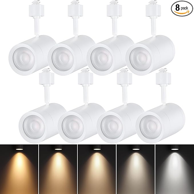 LEONLITE 8-Pack Retail Pro Series 17.5W LED H Track Lighting Heads, ETL, Commercial Dimmable H Track Light Heads for Store Shop Restaurants, CRI90 Track Lighting, 5CCT, Matte White
