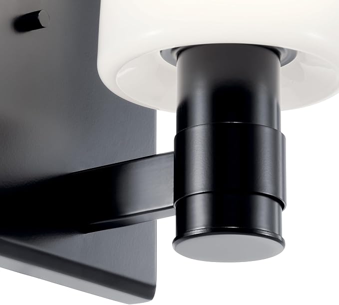 Kichler Adani 1-Light Wall Sconce, Modern Light with Opal Glass in Black, for Bathroom, Powder Room, Kitchen, Bedroom, or Hallway (8.5" x 5"), 55174BK