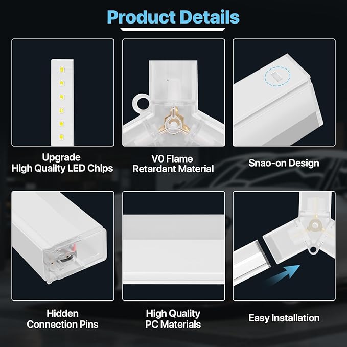 HYPERLITE Gen 2 Hexagon Garage LED Light, Upgraded 3 Level Dimmable 168W 16800LM Super Bright Garage Detailing Lights, 5 Grids Hex Shop Light, Hexagon LED Lights for Basement, Car Wash, Gym, Shop