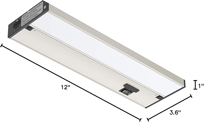 Getinlight 12-inch 3 Color Levels LED Under Cabinet Lighting, Hardwired or Plugged-in, Selectable White 2700K/3000K/4000K, Dimmable, Brushed Nickel Finished, IN-0210-1-SN