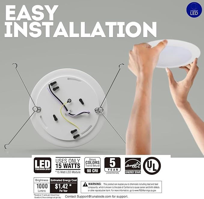 7.5 Inch Disc Light- 1 Pack Dimmable Ceiling Light Fixtures | 5cct LED Lights 2700K/3000K/3500K/4000K/5000K | Flush Mount Ceiling Lights I ETL & UL Certified I LED Lights for Bedoom