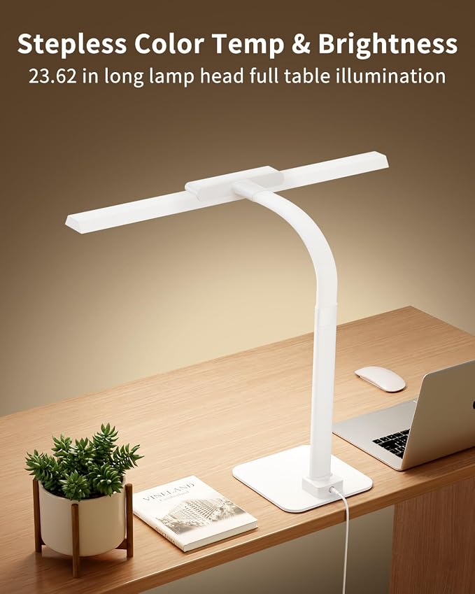 24W Desk Lamp for Home Office, Brightness Touch Control with Stable Base | Brightness Adjustable Gooseneck Tall Office Lights for Drawing,Reading,Crafts,Gaming,Workbench,Architect,Study