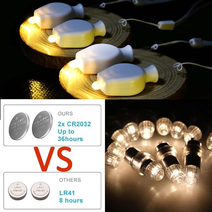 Mini LED Lantern Lights – 24 Pack Battery Operated String Lights for Paper Lanterns, Balloons, Star Decor, and Event Lighting – Warm White Glow