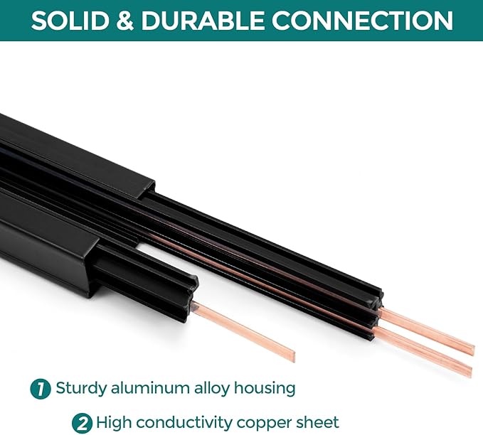 H Track Lighting Rails Kit - iCreating 40ft Black Track Lighting Tracks 3 Wire with Floating Canopy Connector, L, I and T Connectors for Single Circuit H Type LED Tracks Lights Heads Fixtures
