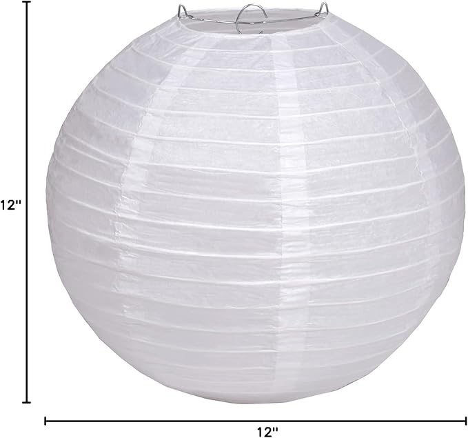 Pack Of 3 Round Paper Lanterns Lamp Wedding Birthday Party Decoration (White, 12"/30CM)