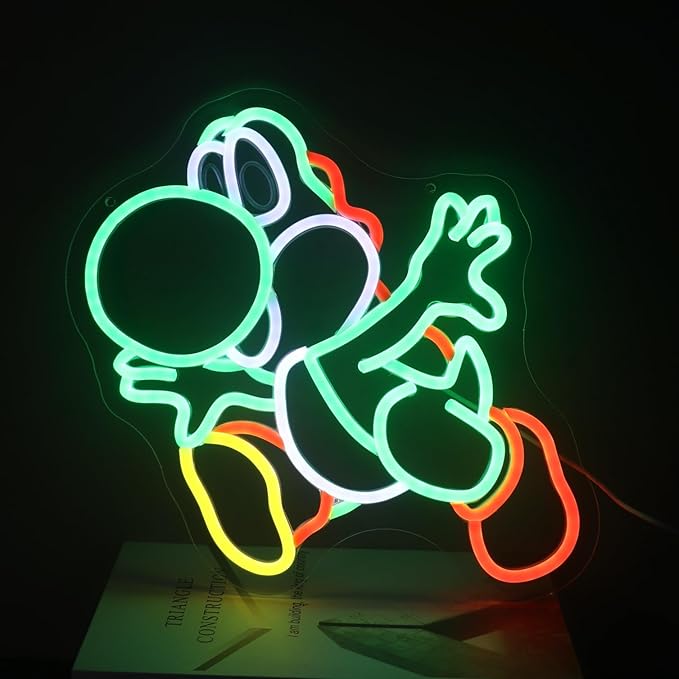 Gaming Neon Sign for Kids Bedroom Game Room, LED Anime Dinosaurs Neon Sign Wall Art for Gaming Setup, Man Cave, Dorm or Bedroom Decor, Dimmable USB, Gift for Gamers Teens, Boys, Kids