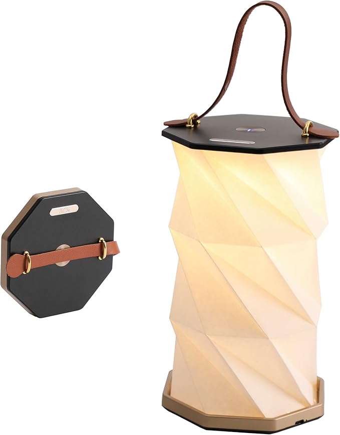 Mothers Day Gifts -Gift for Mom, Portable Folding Table Lamp - Dimmable, Collapsible Paper Lantern for Camping, Emergency & Home Decor, Gifts for Women(Black)