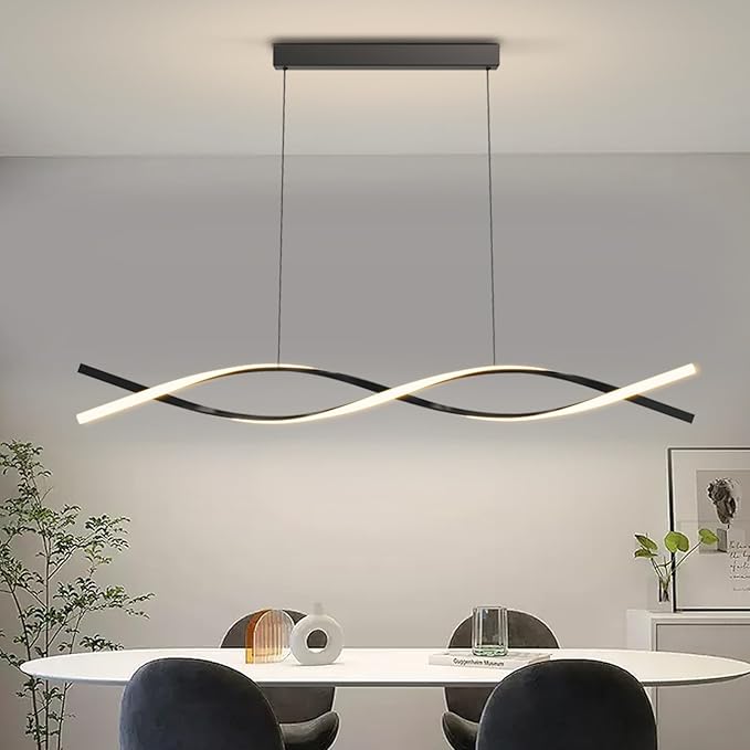 Modern Pendant Lights Fixture, 39in Aluminum LED Chandelier with Remote Control Dimmable 3000k-6000K Color Temperature, Island Lighting Lamp for Kitchen, Dining Room, Billiard Room