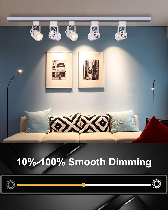 LED Track Lighting Heads H Type Track Light Heads Dimmable Rail Ceiling Spotlight Fixtures Accent Art Task,2700K-6500K Stepless Dimming,Flicker Free CRI90+ 24°10W 1000LM,White 12 Pack